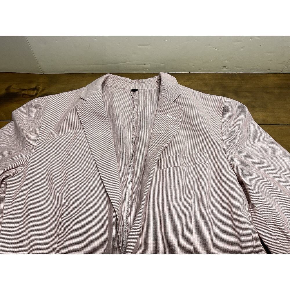 J Crew Mens Ludlow Seersucker Red White 2 Btn 2 Vent Blazer Sz 38R - Picture 6 of 13